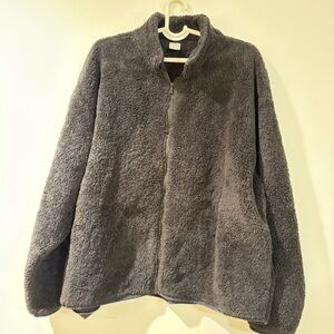 PINK Victoria's Secret Full Zip Collared Black Fleece Jacket